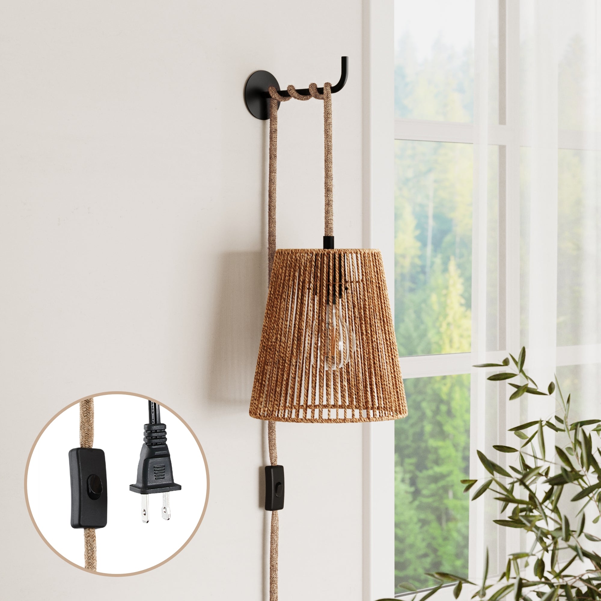 Boho Plug-in Hanging Wall Light