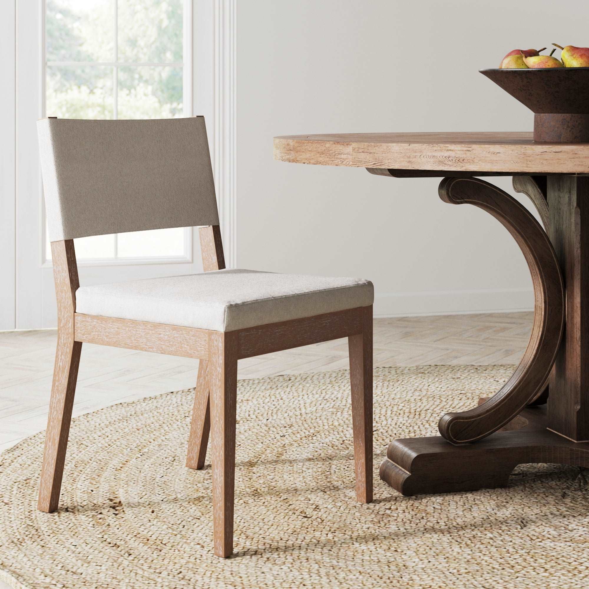 Wood Upholstered Sling Back Dining Chair