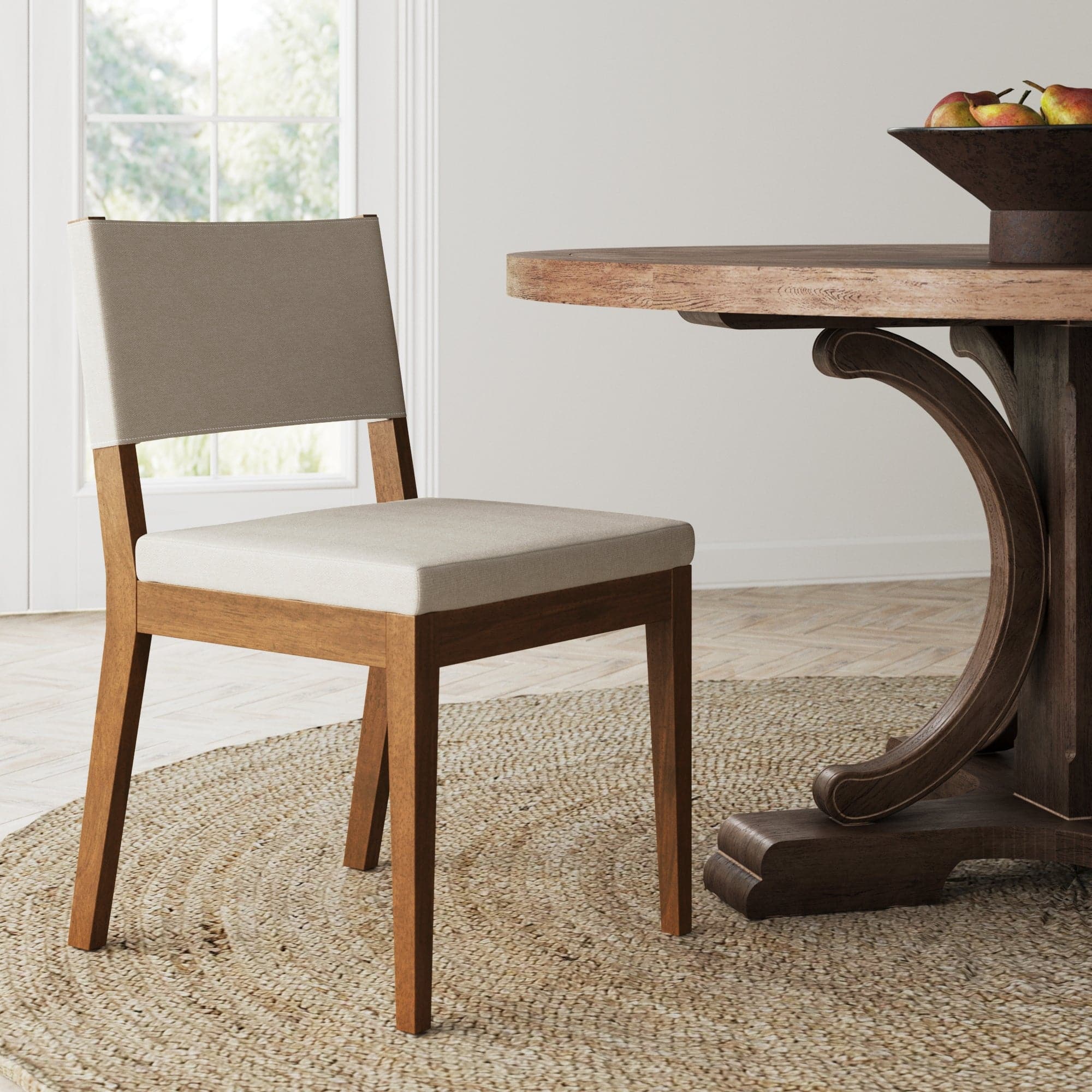 Wood Upholstered Dining Chair Dark Brown