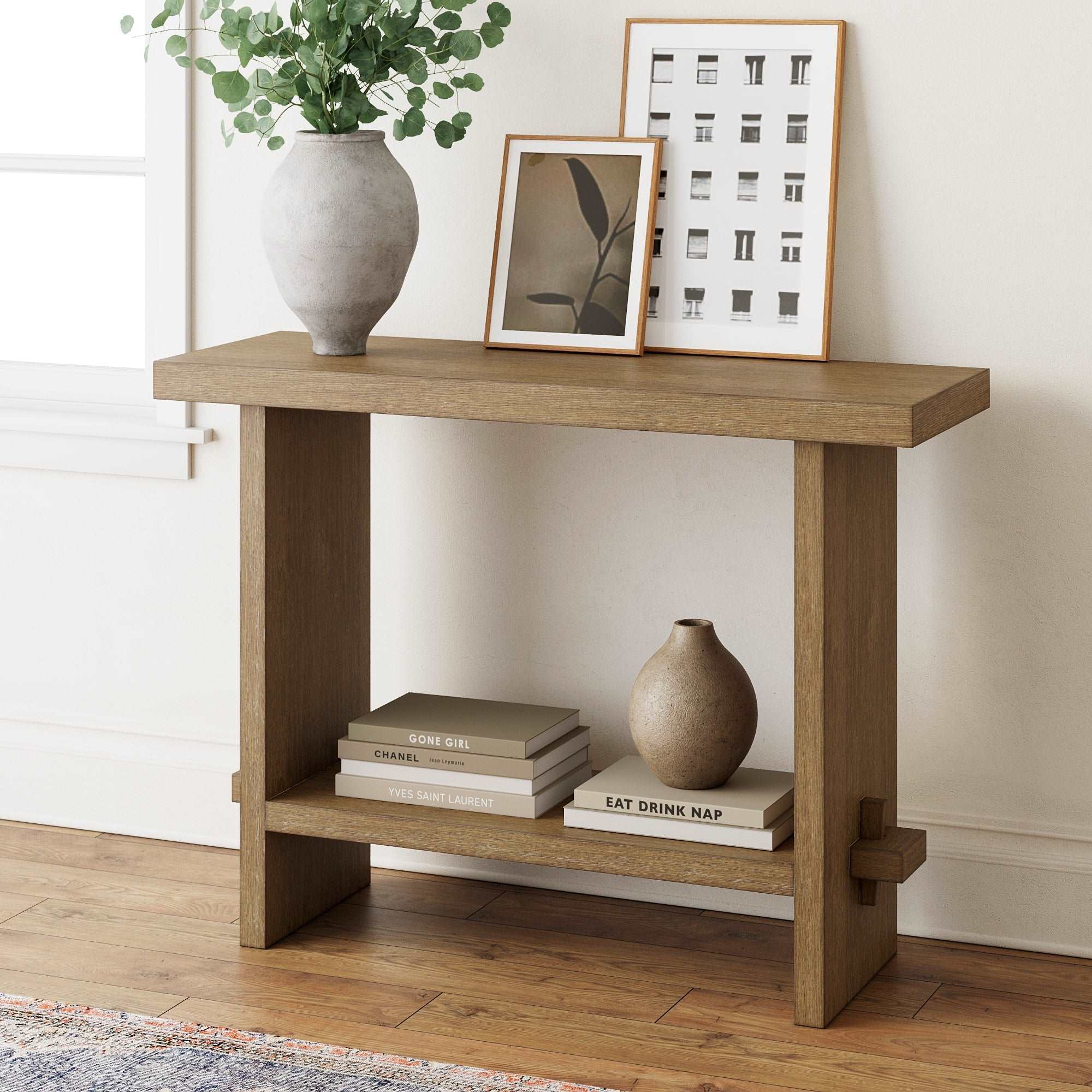 Solid Wood Console Sofa Table | Virgo Brushed Light Brown